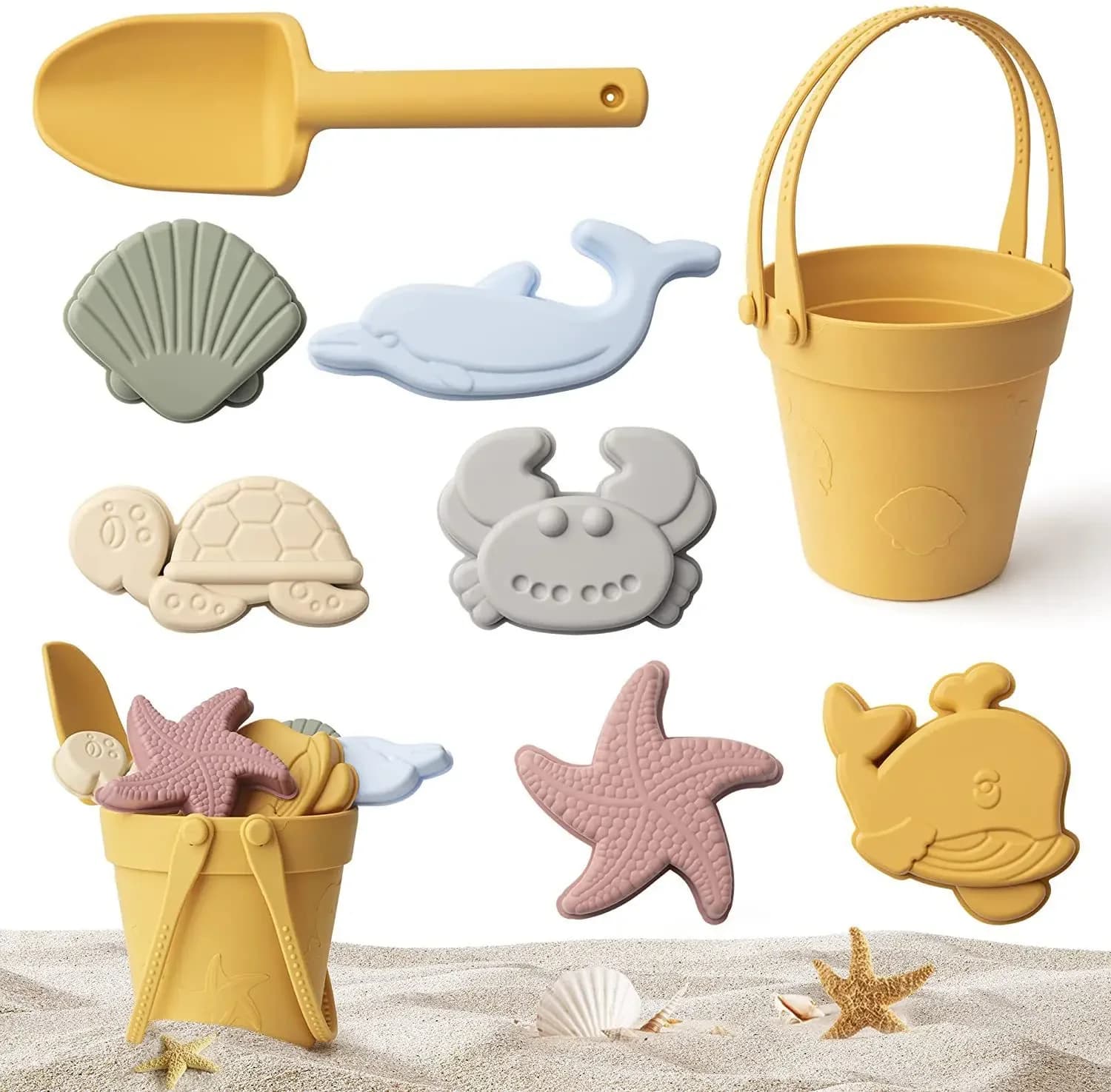 Jouets de sable en Silicone pour enfants, ensemble de plage avec moules portables de plage, ensemble