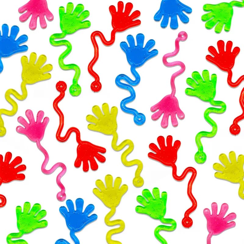 5-20 Pièces Jouets Mains Collantes Amusantes à Paillettes, Jouets Palme Élastiques Collantes et Moel