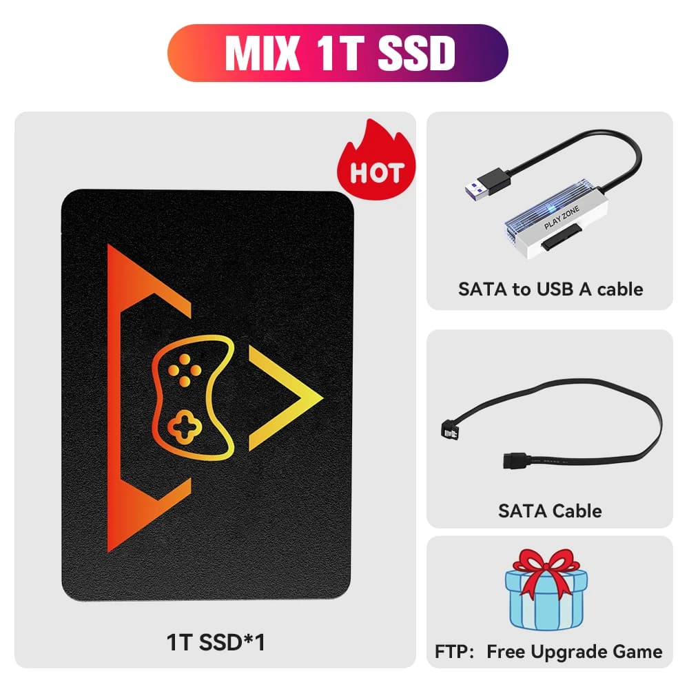 SSD de jeu rétro pour Switch/PS5/Xbox/PS4/PS3/PS2/WIIU 80 + émulateurs boîte de lancement et Retroba