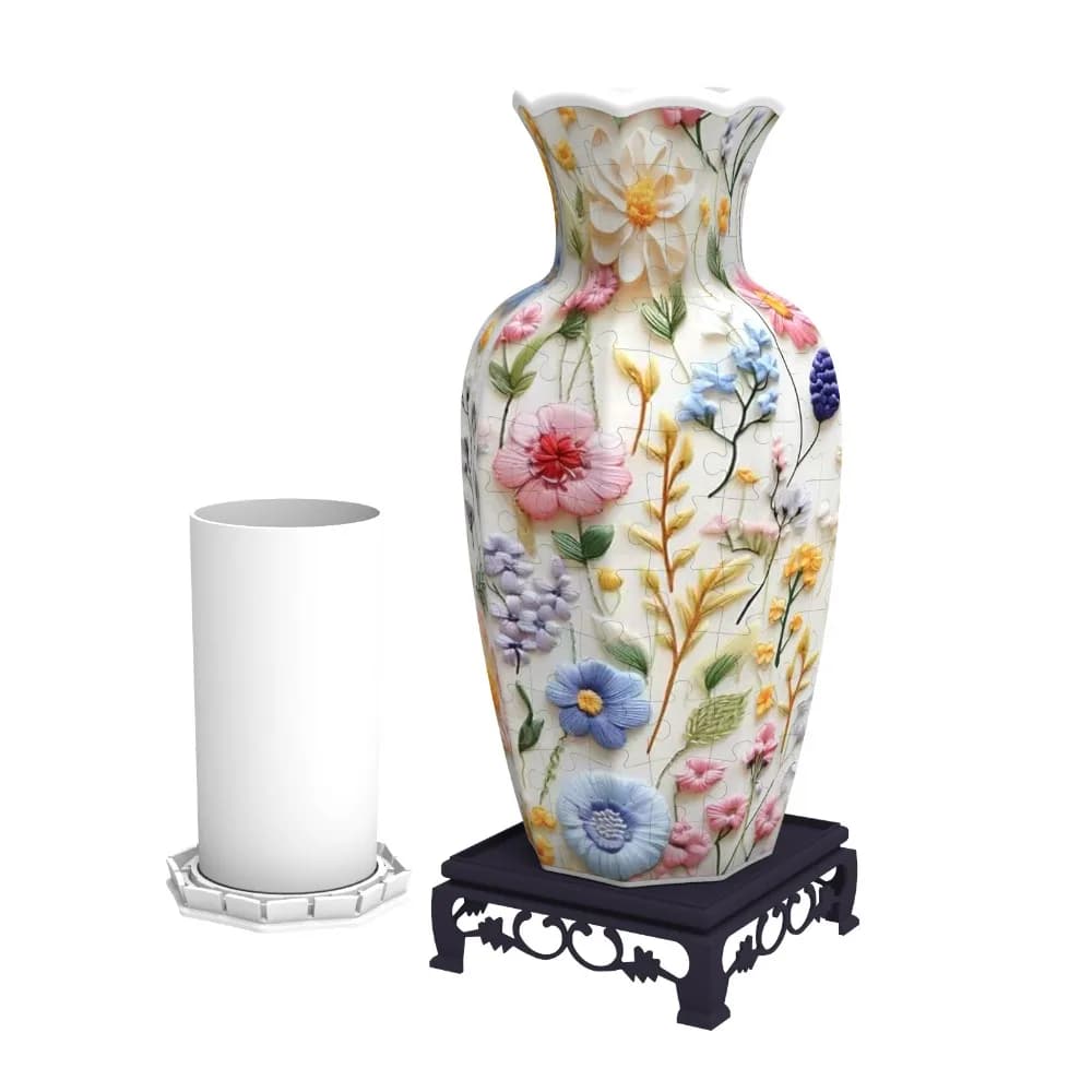Vase Puzzle 3D Créatif – Blocs de Construction Artistiques pour Composition Florale avec Base – Vase