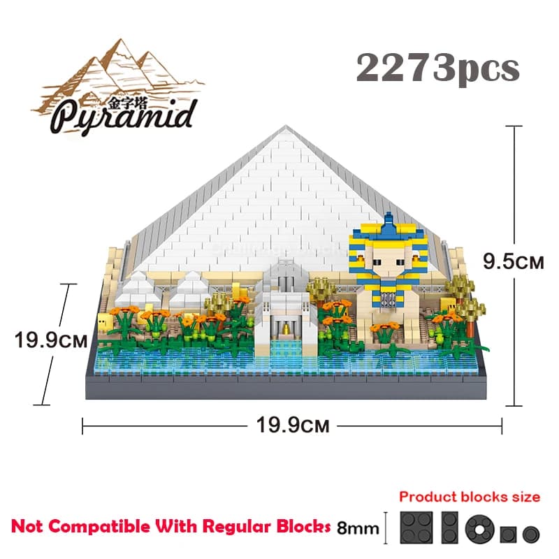 2273 pièces ancien egypte histoire Architecure nanobriques pyramide Sphinx modèle, bricolage Micro d
