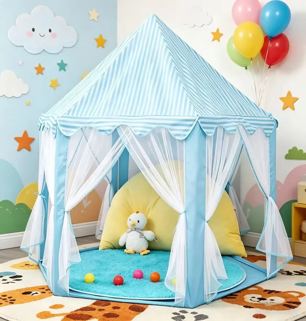 1 tente de jeu princesse amusante, château de jeu pliable pour garçons et filles, tente de jeu porta