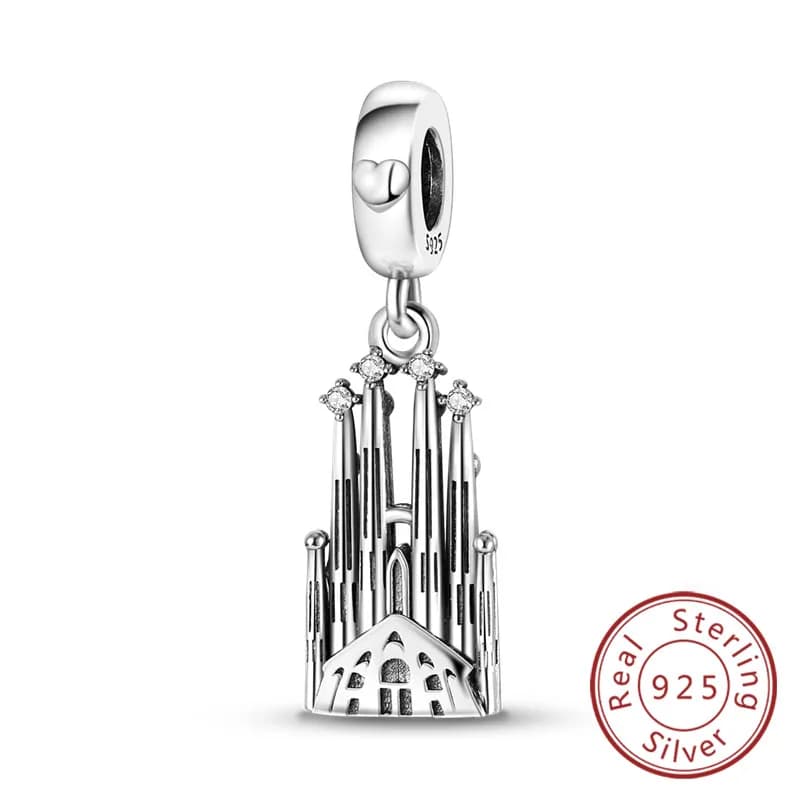 Breloques originales en argent Sterling 925, tour de Paris, carte de voiture, château, breloques de 
