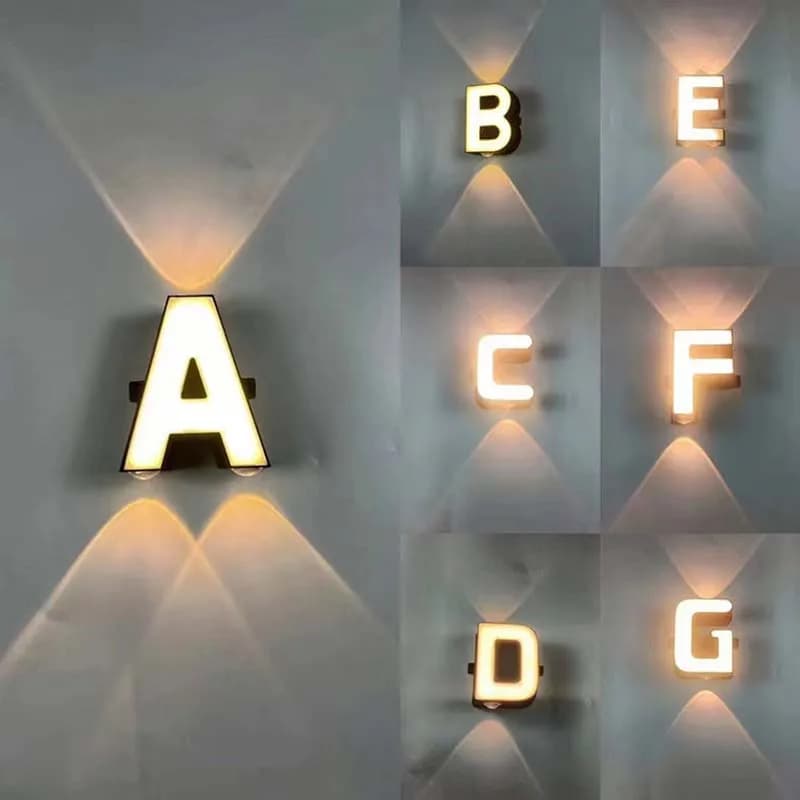 Lettres de l'alphabet LED pour la décoration de la maison et du bar, 26 lettres vers le haut, extéri