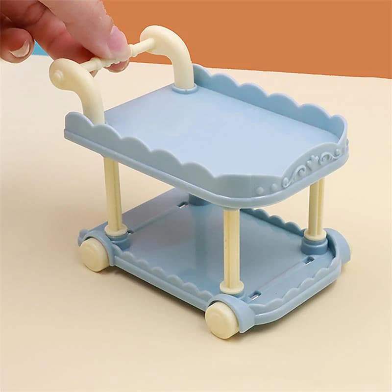 Jouet de décoration de maison de poupée 1:12, Mini chariot de salle à manger, étagère de rangement, 