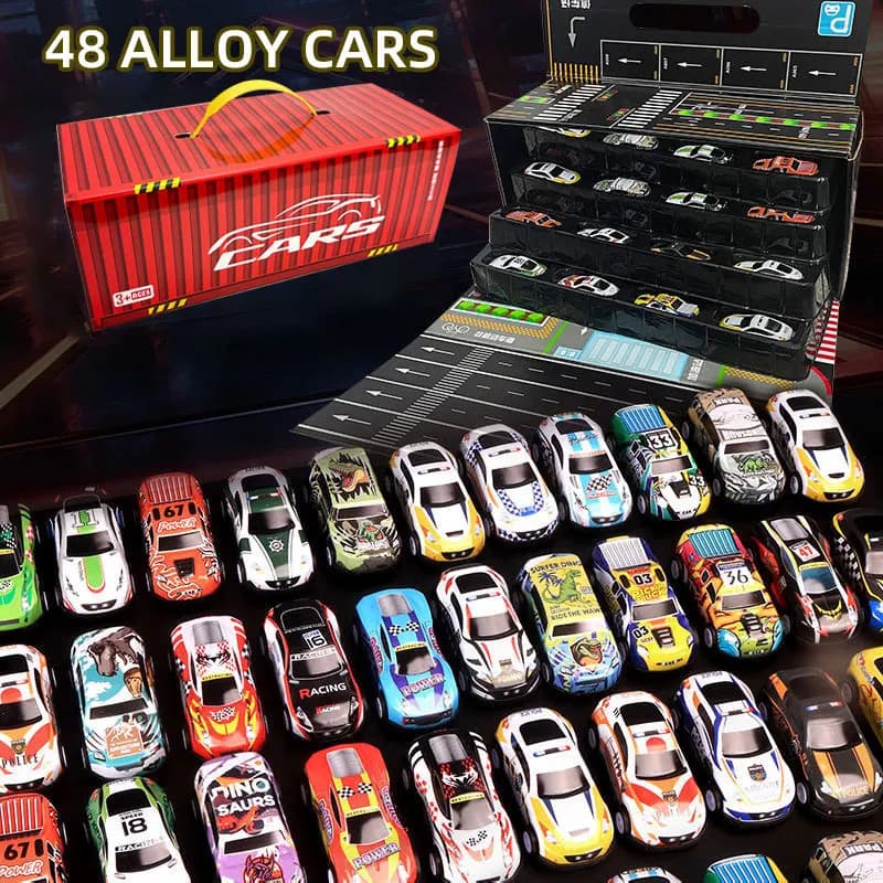 Version Coffret Cadeau : Ensemble de 48 voitures en alliage, Voiture jouet pour enfants, Voiture en 