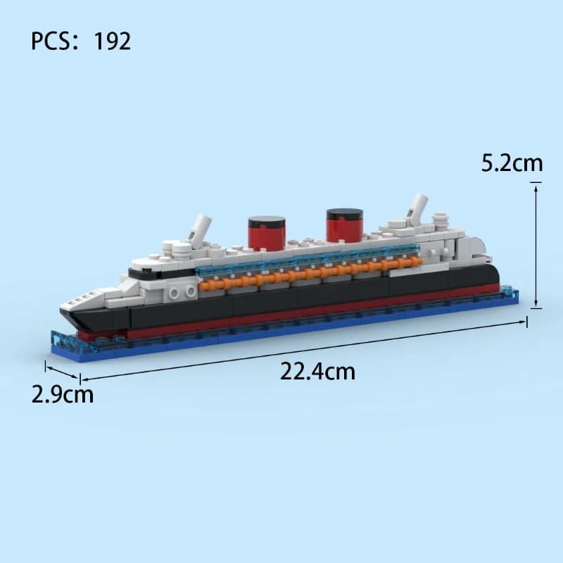 Kit de construction de navires de croisière de dessin animé 192 pièces – Design d'anime, guide papie