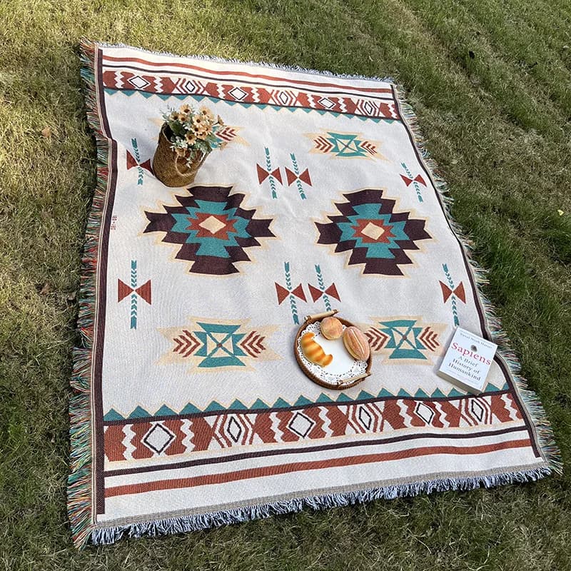 Tapis de pique-nique d'extérieur, tapis de pelouse portable, couverture de camping bohème, tapis de 