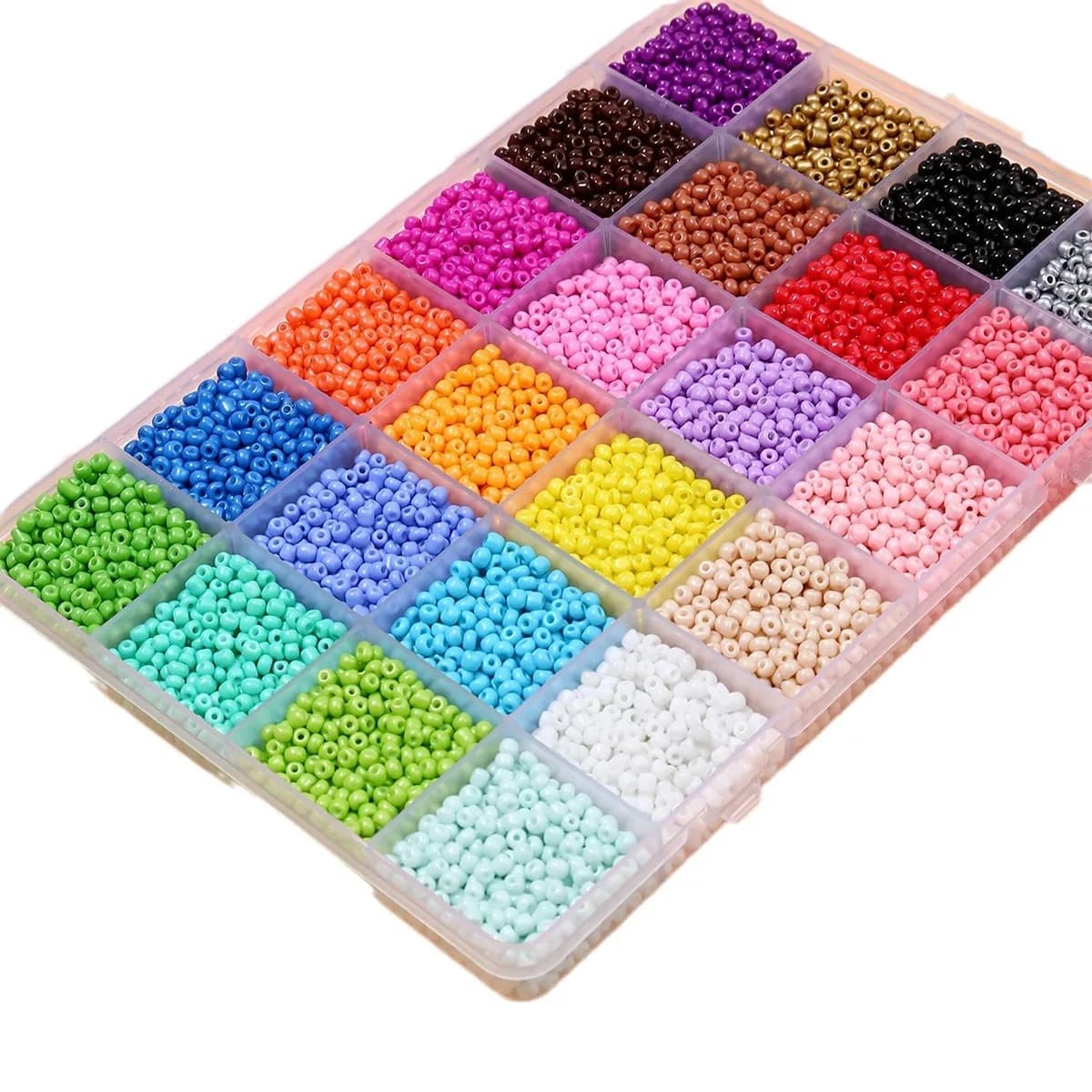 Perles de verre de 3 mm, couleurs mélangées, 24 couleurs, lot de grande taille, pour la création de 