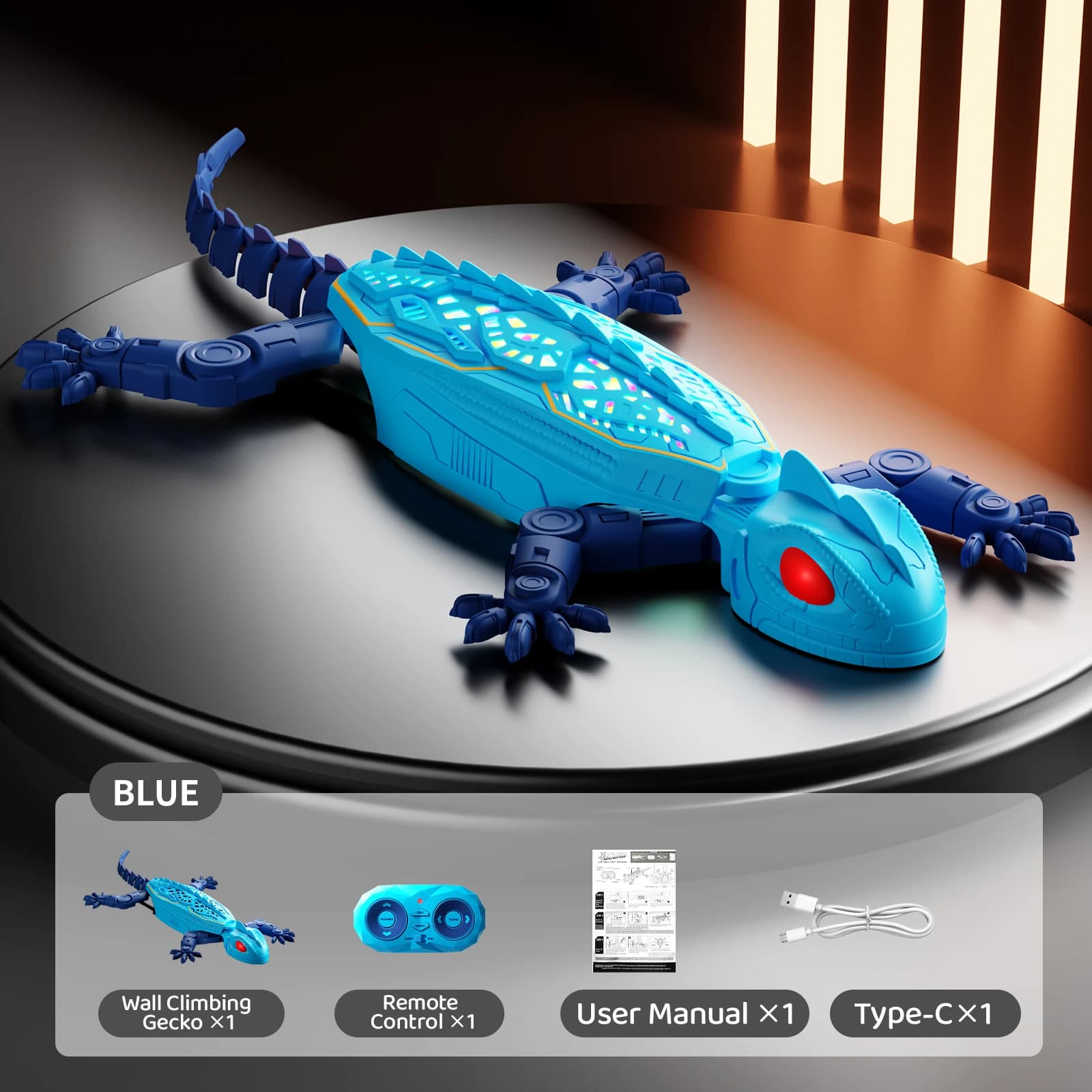 Jouet animal télécommandé, gecko/araignée grimpant au mur, rotation à 360 degrés, lumière LED aux ye