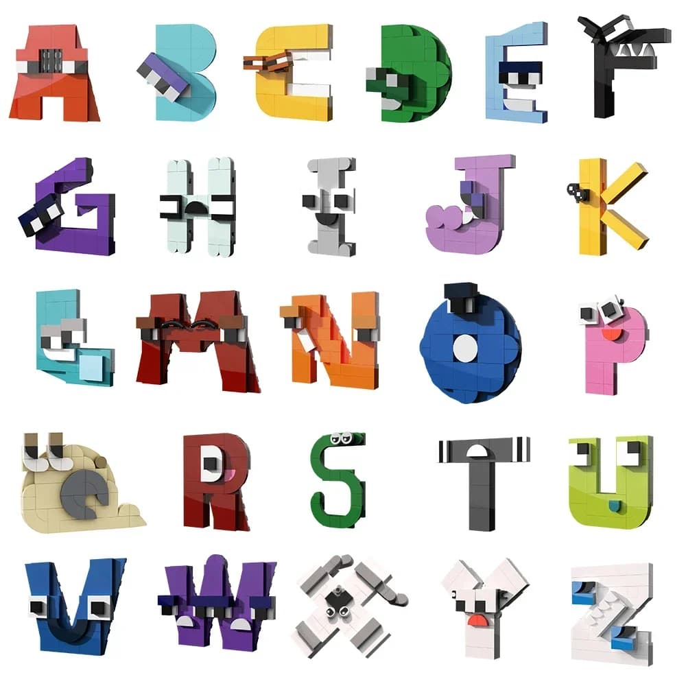 Moc 26 Styles Alphabet anglais A-Z chiffres lettres blocs de construction ensemble légende lettres é