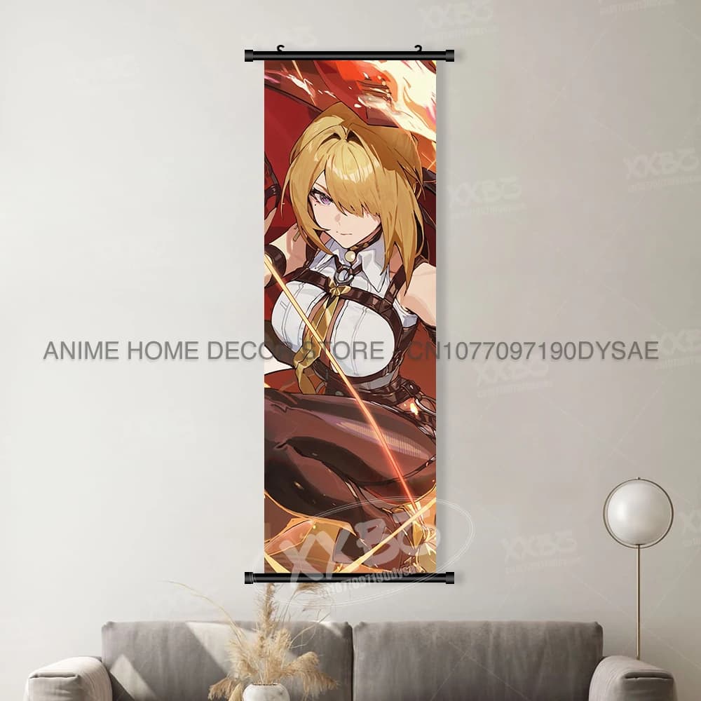 Zenless Zone Zero Game Home Decoration Scroll Picture Wall Artwork Hanging Painting Anime Ellen Joe 