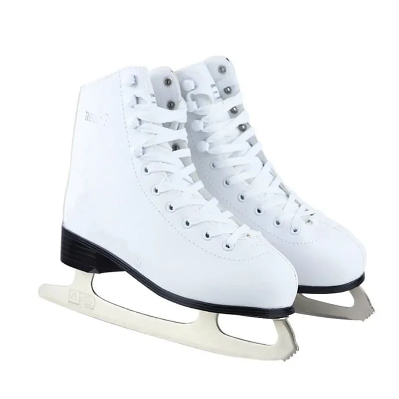 Patins à glace en cuir véritable, confortables avec lame épaisse pour enfants, chaussures chaudes et