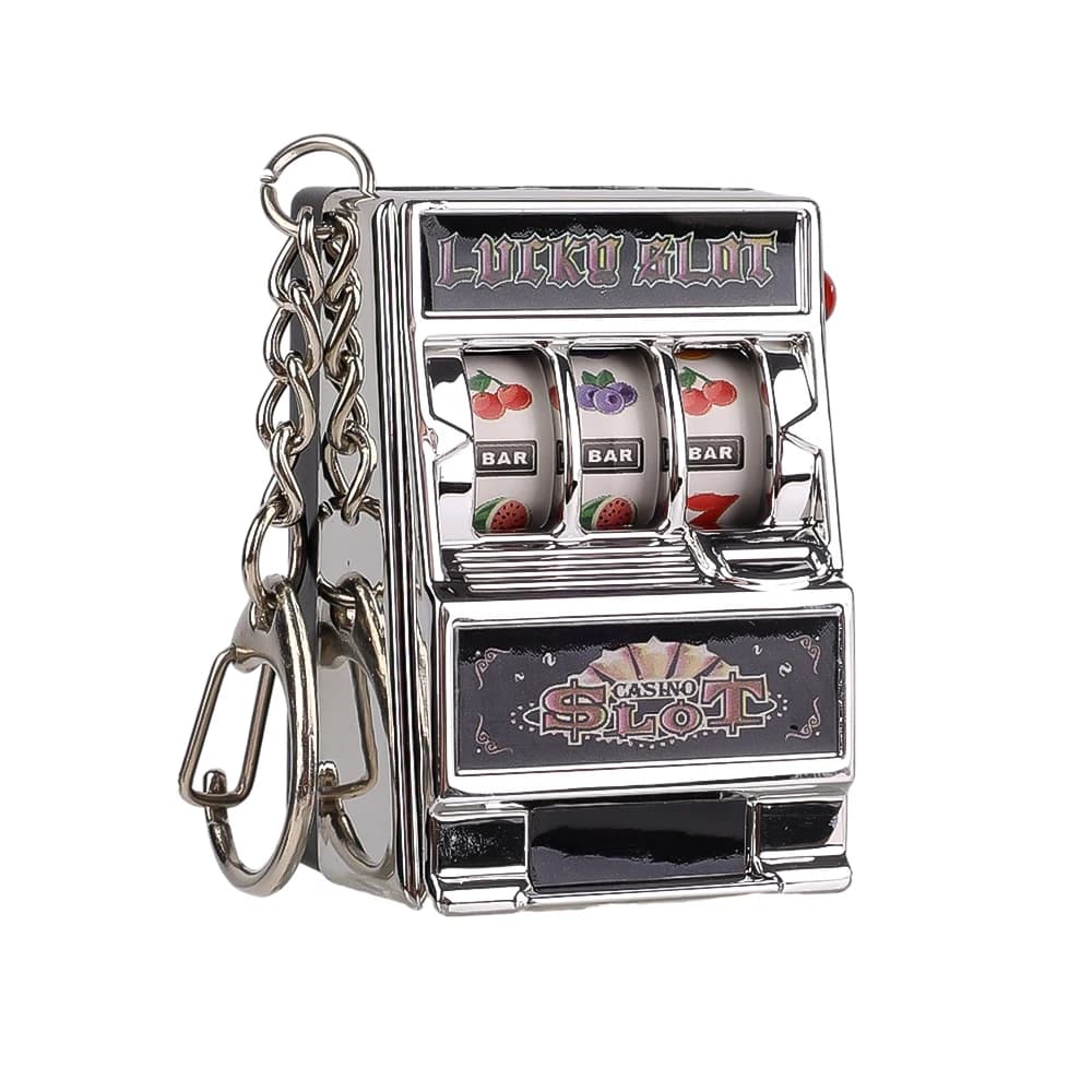 Porte-clé porte-bonheur avec mini machine à sous de fruits, porte-clé d'arcade, jouet à pièces, jeux