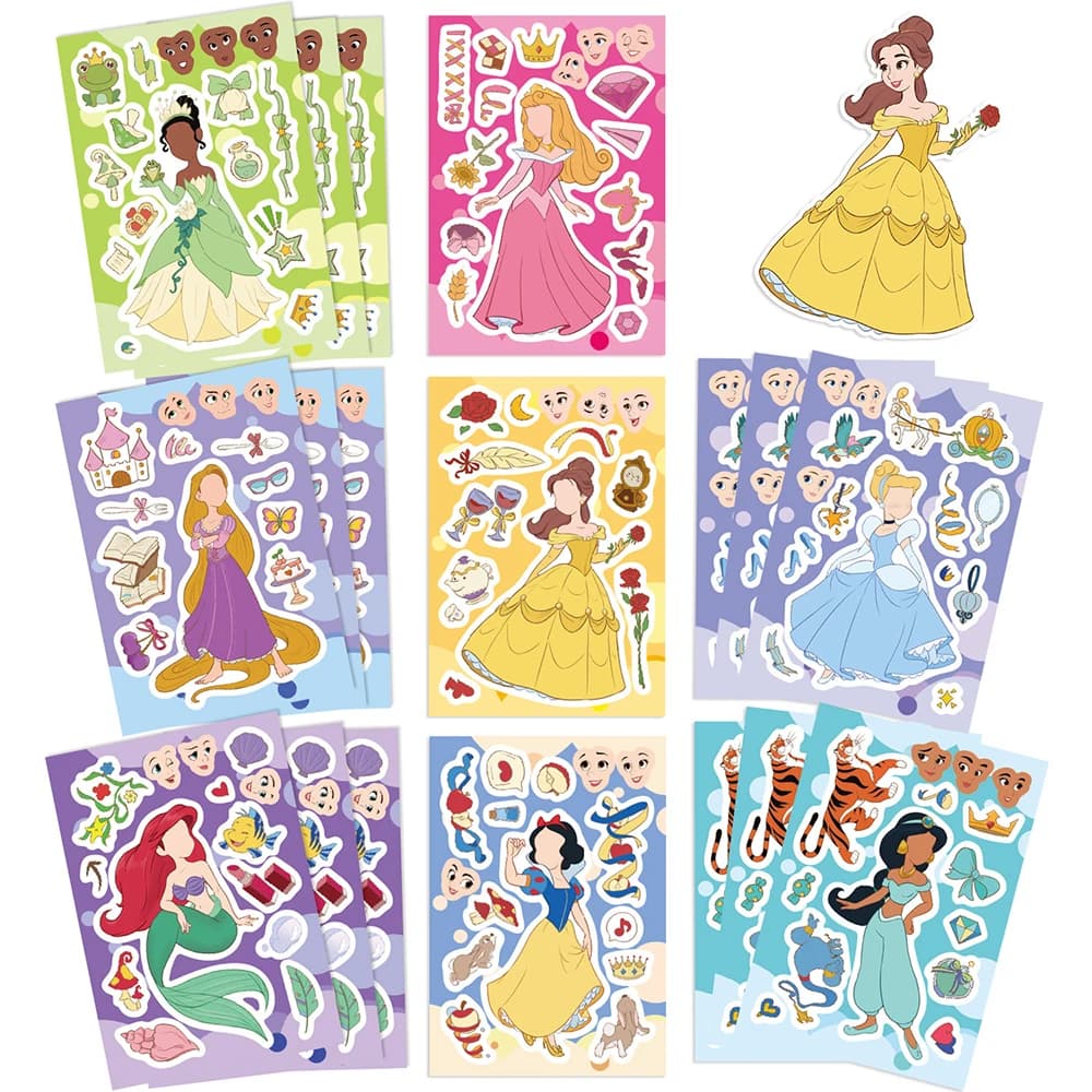 8/16 feuilles Disney mignon princesse Puzzle autocollants dessin animé faire un visage Puzzle décalc