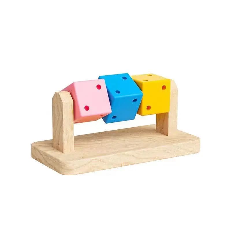 Jouet à mâcher interactif en bois coloré en forme de cube Rubik, amusant pour soulager l'ennui des p