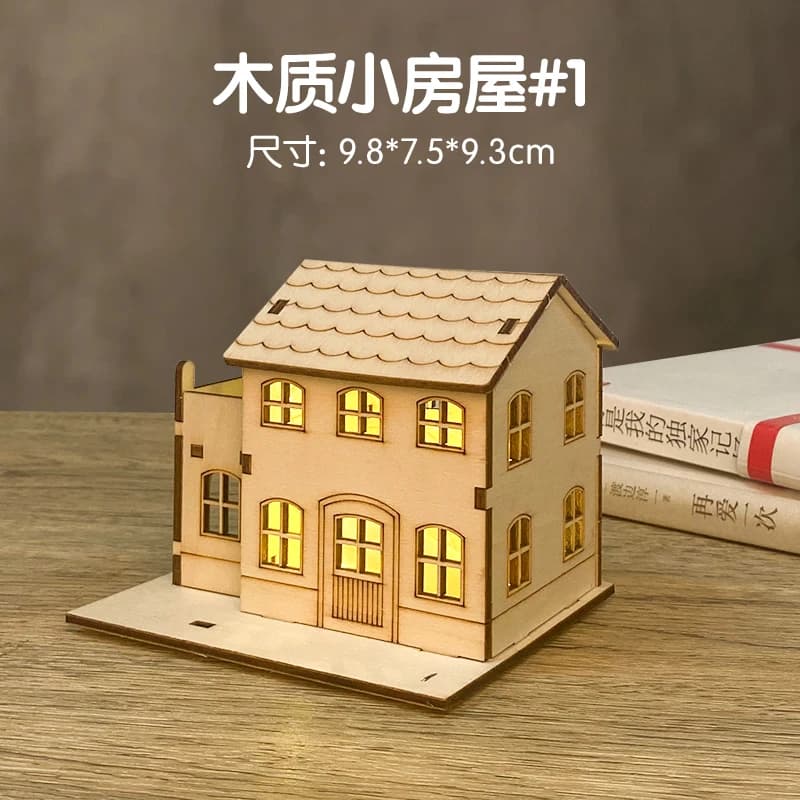 Modèle de Puzzle en bois 3D, lumière LED de noël, maison en bois, cabine lumineuse pour la décoratio