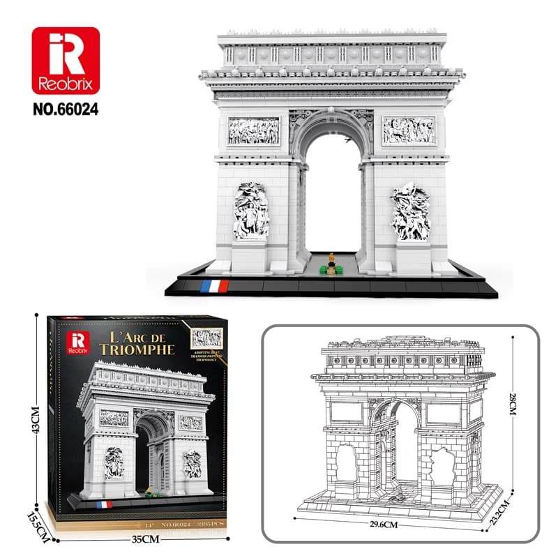 3381 pièces Blocs de construction Modèle Arc de Triomphe, Célèbre monument de Paris, Briques de cons