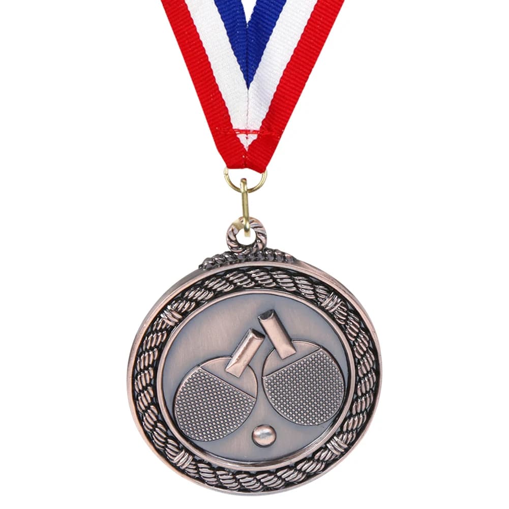 Médailles de ping-pong de 5 cm, médailles de récompense de tennis de table avec ruban de cou, médail