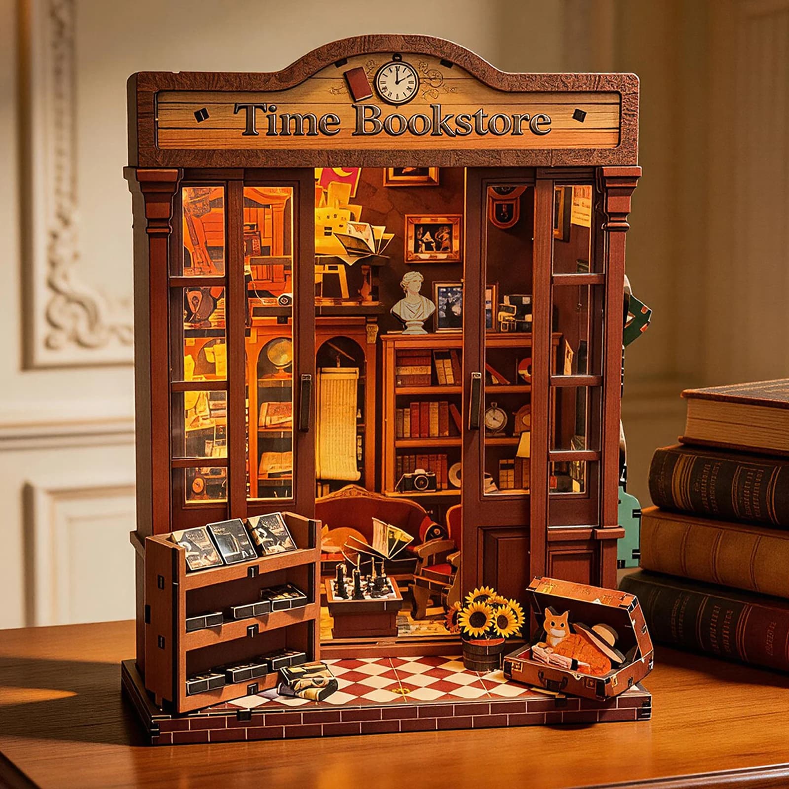 Puzzle 3D en bois pour adultes, bibliothèque éternelle avec éclairage, kit de modélisme, maison de p
