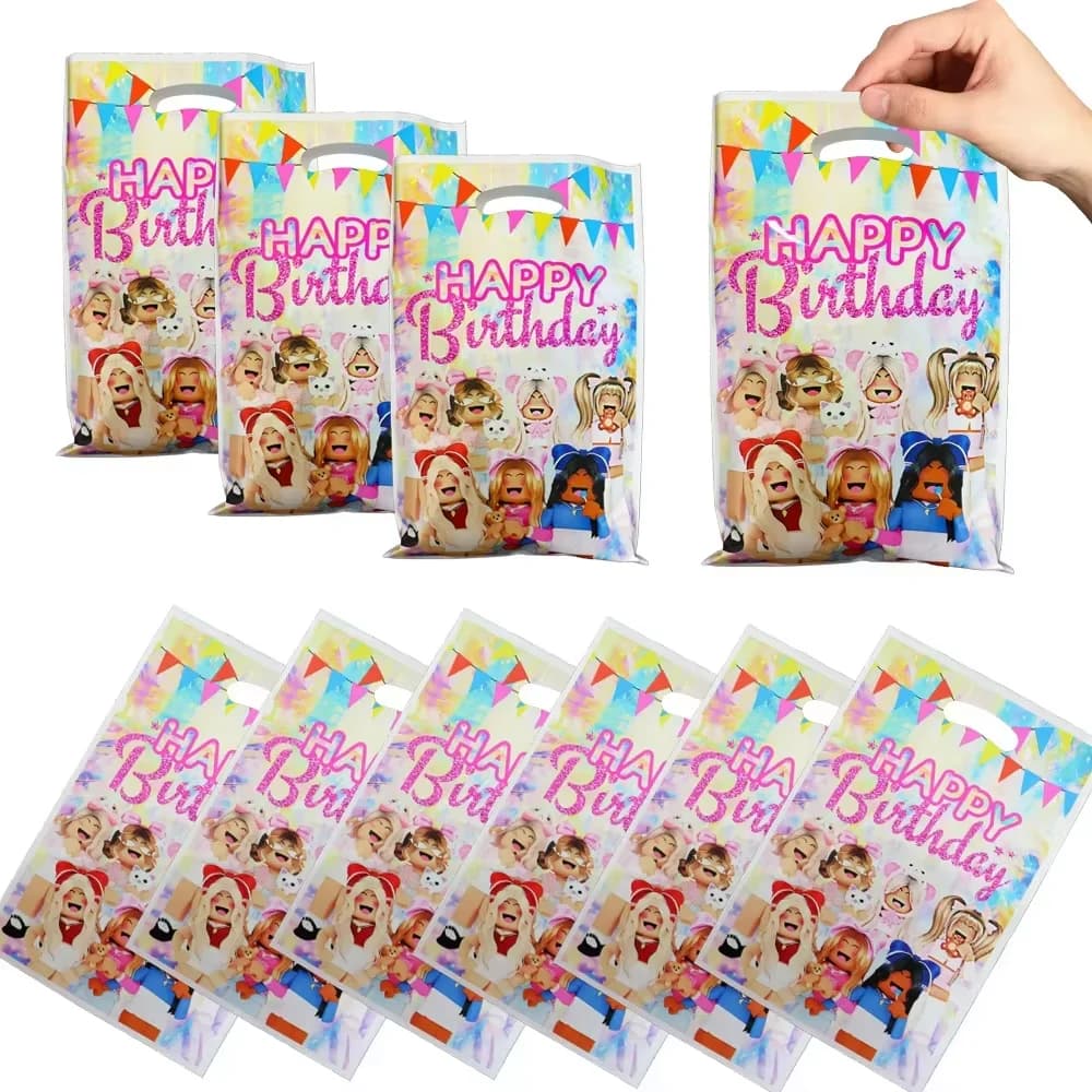 Sacs cadeaux, bracelets slap, bracelets, ballons, autocollants, autocollants tatouages et décoration