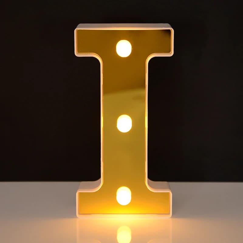 Lettres néon lumineuses LED de 6 pouces, 26 veilleuses de l'alphabet doré anglais, signe pour mariag