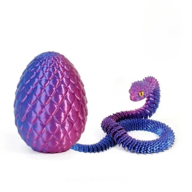 Serpent imprimé en 3D 2025 avec oeuf - Jouet de décompression articulé à articulations mobiles |   O