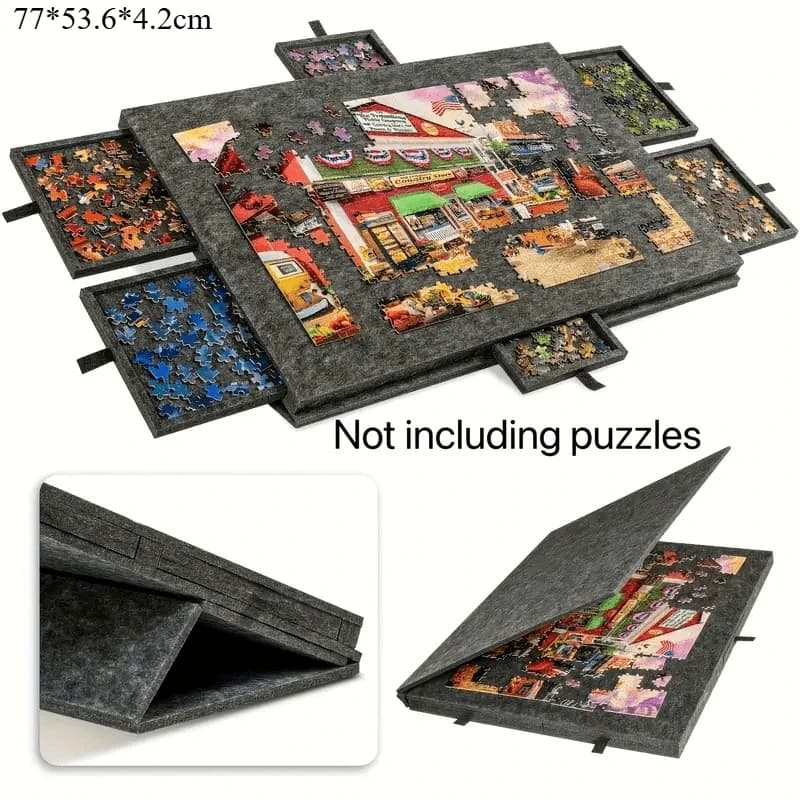 Table de puzzle pratique six en un avec six tiroirs pour ranger 1000 pièces, comprend base et couver