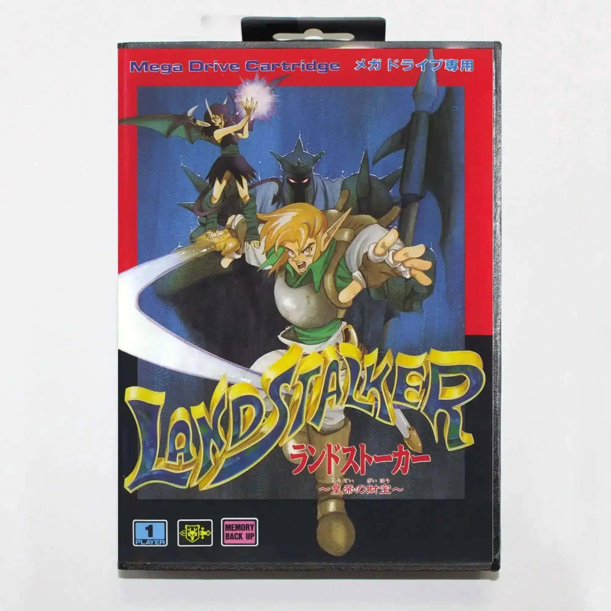 Cartouche de jeu Landstalker en promotion avec boîte JP 16 bits MD pour système Sega Mega Drive/Gene