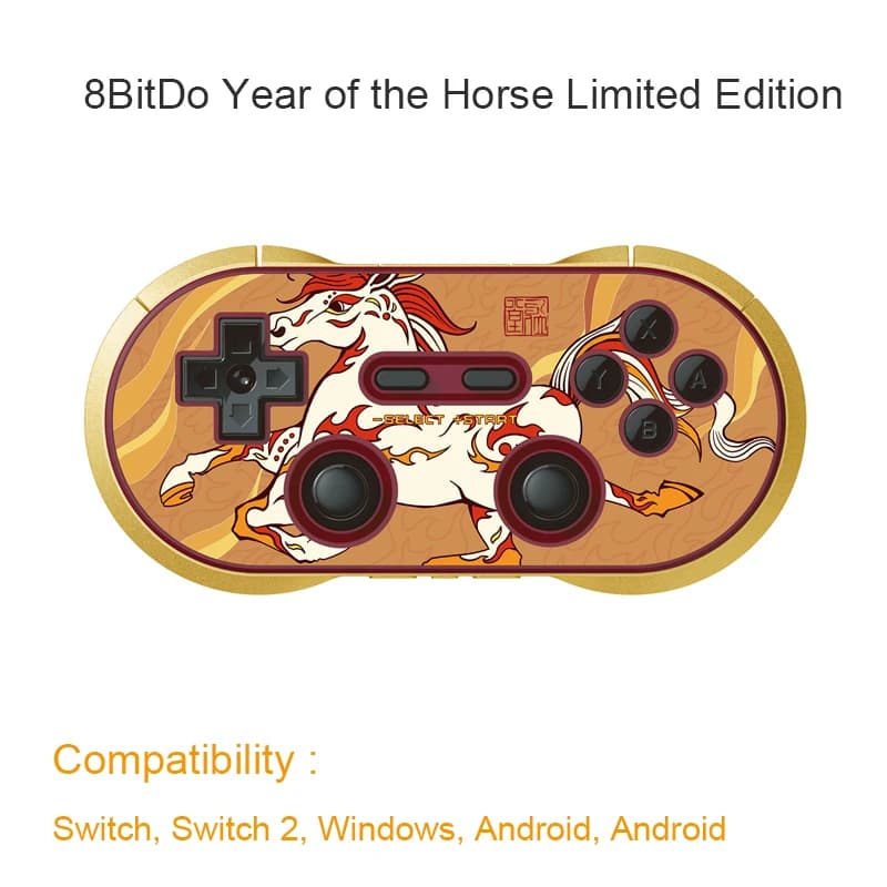 Manette de jeu sans fil 8BitDo édition limitée Année du Cheval, manettes de jeu pour Switch 1/2, Win