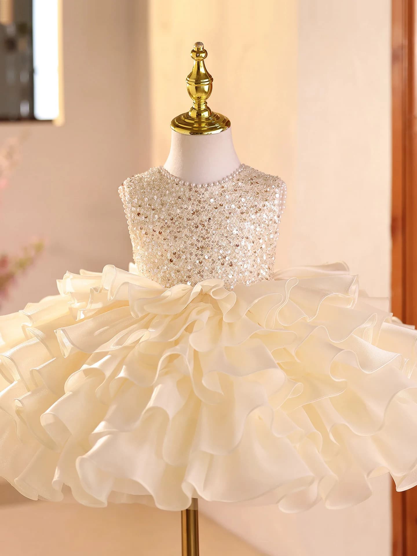 Robe de soirée de luxe pour filles, Robe de demoiselle d'honneur haut de gamme exquise, Jupe bouffan