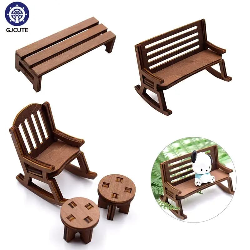 Mini table de parc l'inventaire pour enfants, tabouret banc, chaise à bascule, maison de poupées, ac