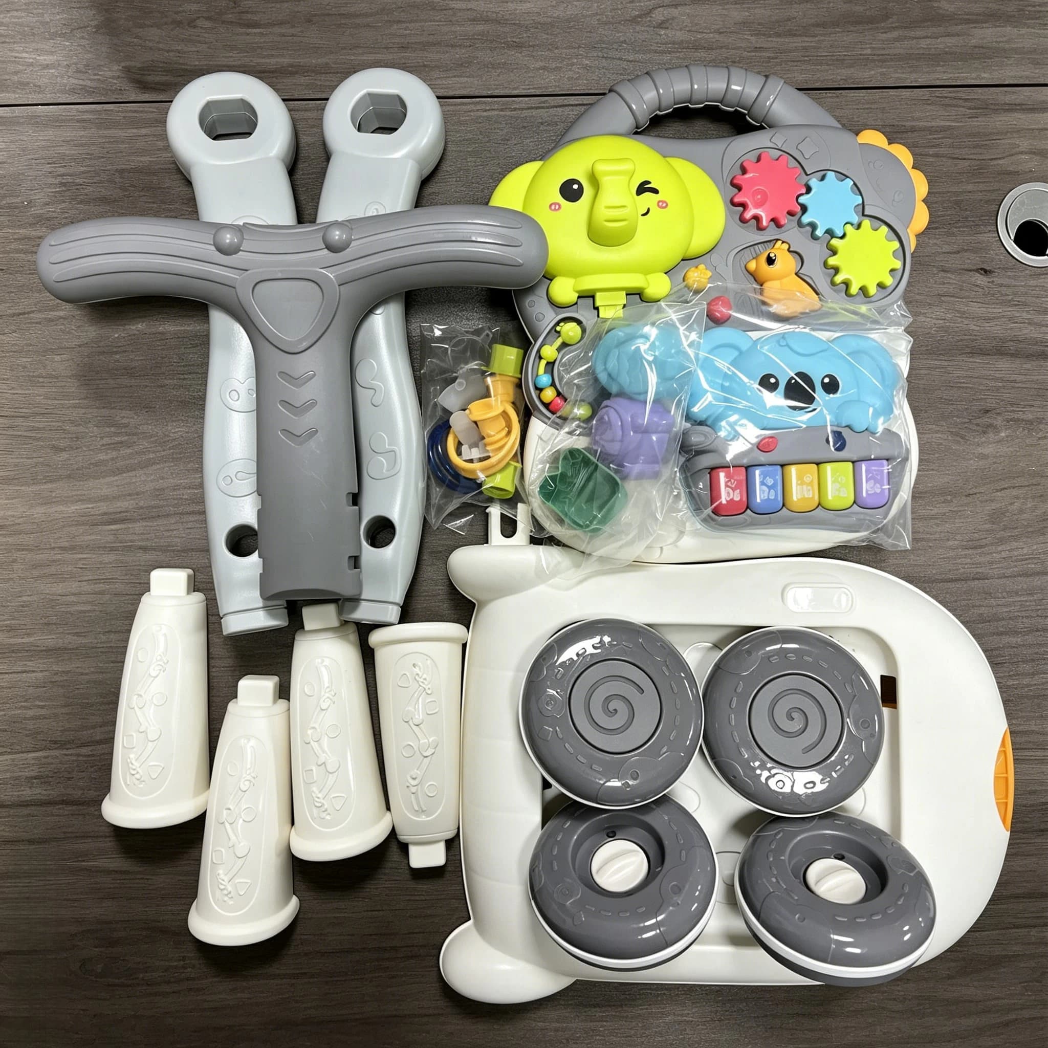 Marche-bébé multifonctionnel 3-en-1 convertible en table d'activités, anti-basculement, stable, joue