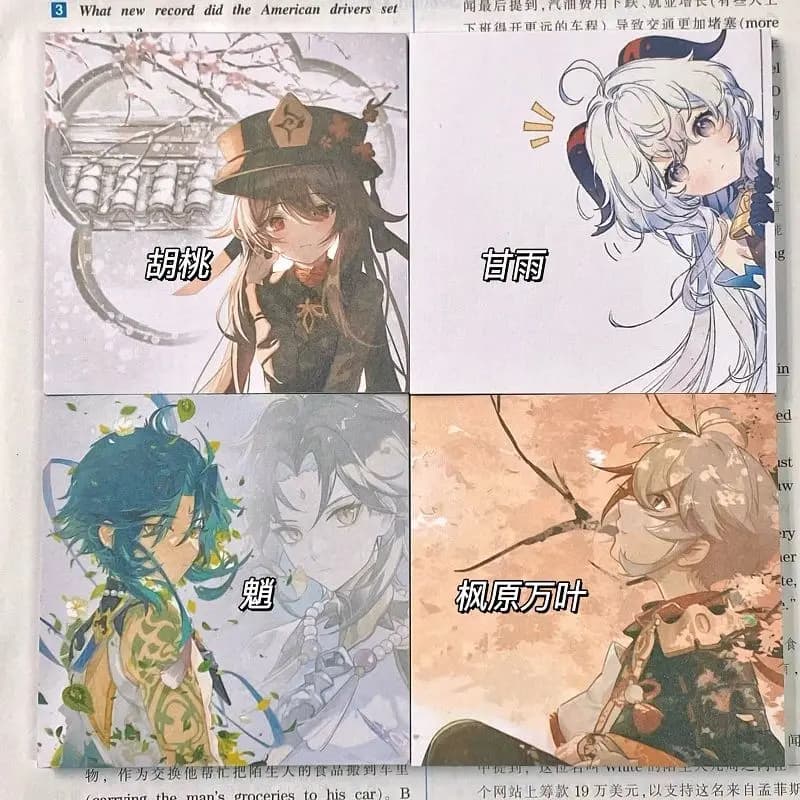 Jeu Impact Xiao Hutao Ganyu Flags Tabs Page Pad, Note Paper, Notebook Markers, Paper Index Bookmark,