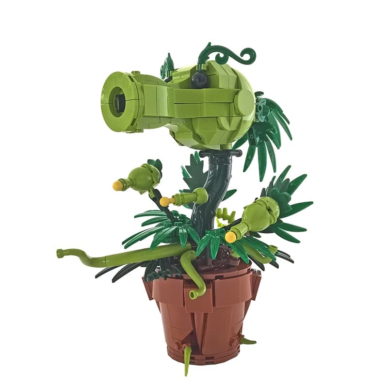 Jeu de construction créatif Plants vs. Zombies : Pistolet à pois, modèle de plante en pot, briques à