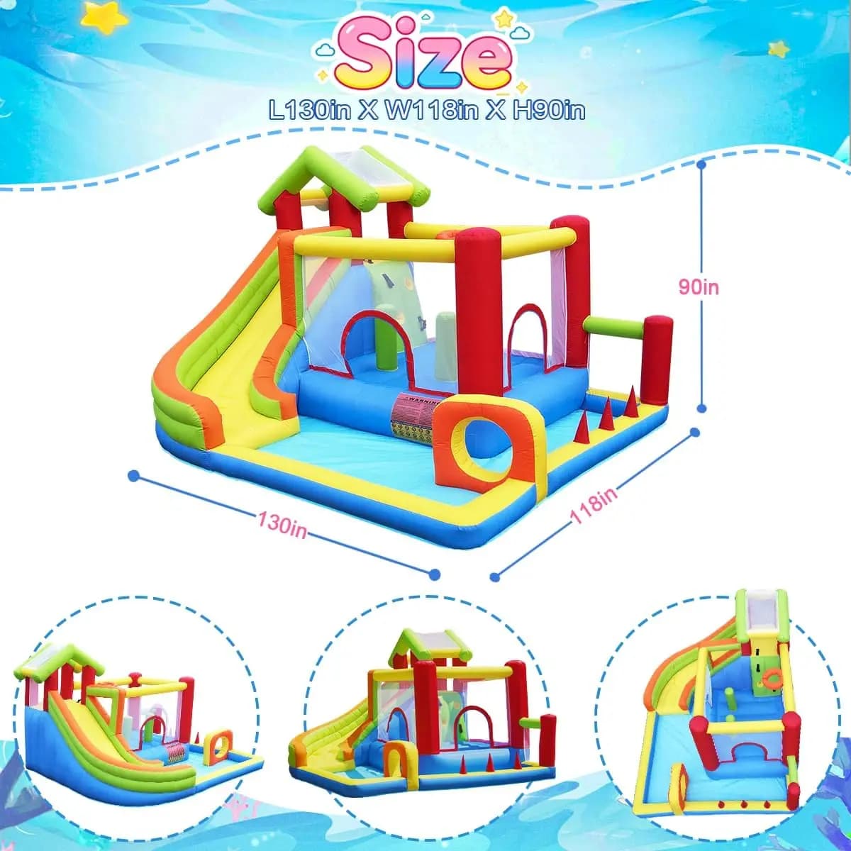 Château gonflable avec toboggan, aire de jeux gonflable pour enfants de 3 à 10 ans, zone de saut géa
