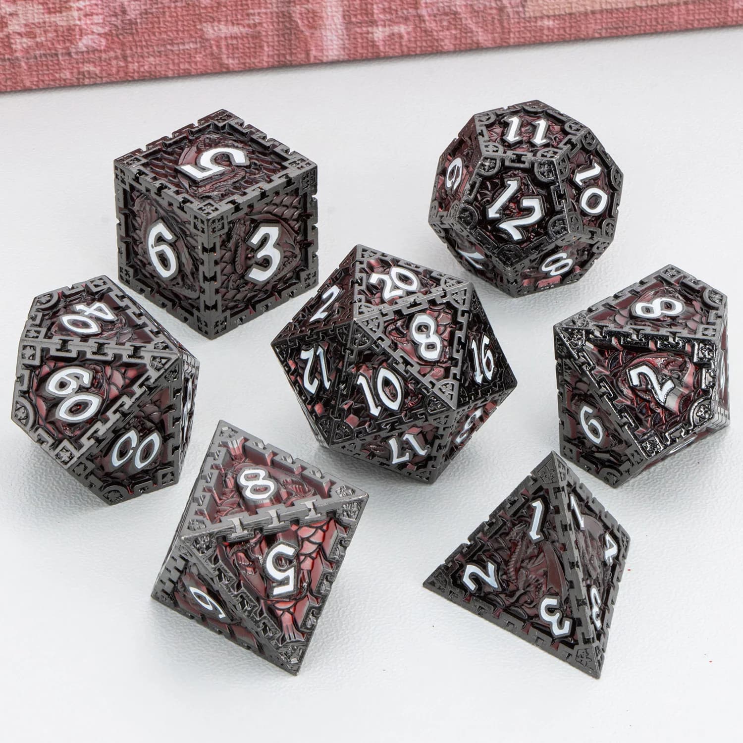 Ensemble de dés en métal D&D Dragon, jeu de rôle sur table D&D Dungeon and Dragon, dés polyédriques 