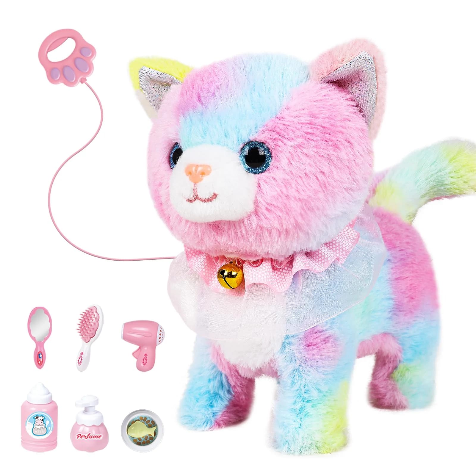 Jouet interactif pour chat qui marche, pour enfants, commandé par la voix et par la touche, avec lai