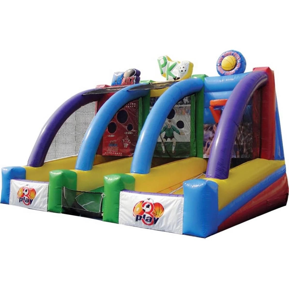 Parc d'attractions extérieur, jeux sportifs gonflables interactifs, 3 en 1, arène de jeu et de lance