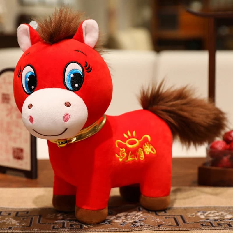 Mascotte en peluche Cheval pleurant, Année du Cheval 2026, 20/25/30CM, Mascotte du Cheval du Zodiaqu