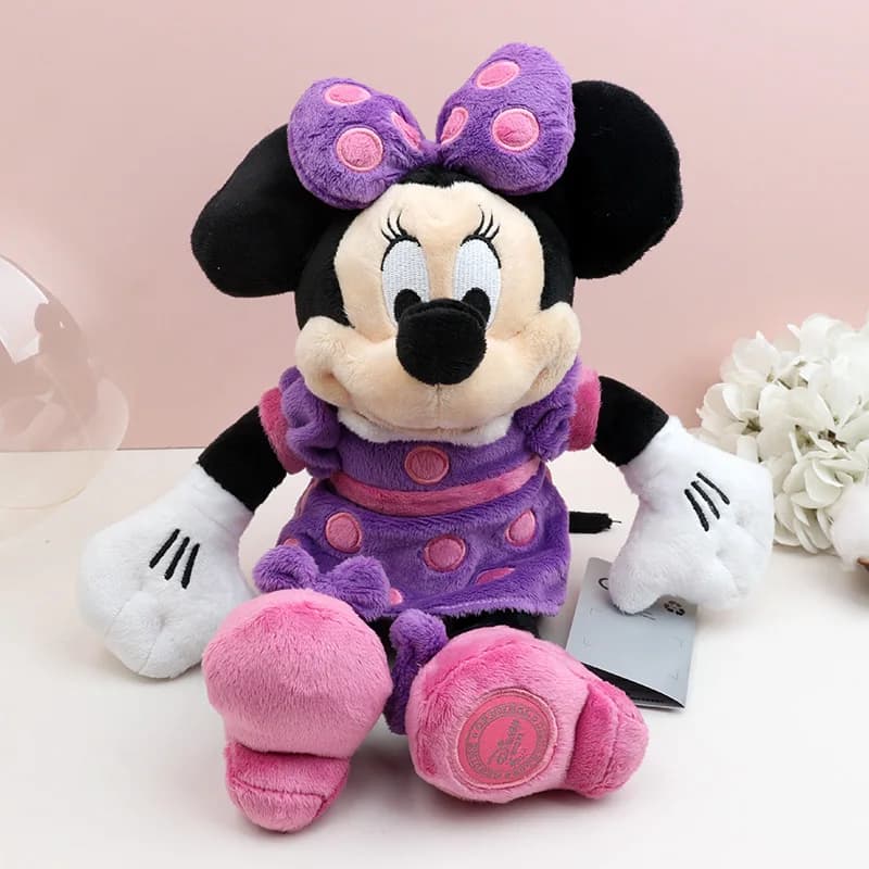 Jouets en peluche Minnie Mouse pour filles, 30cm, poupées violettes Kawaii de haute qualité, animaux