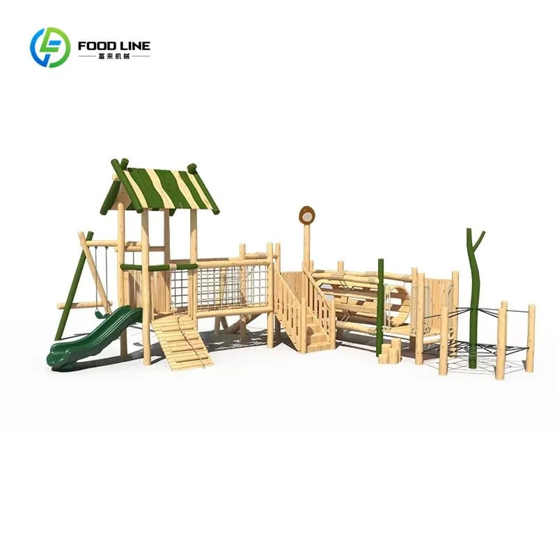 Équipements de jeux extérieurs en bois écologiques pour usage commercial, structures de jeux certifi