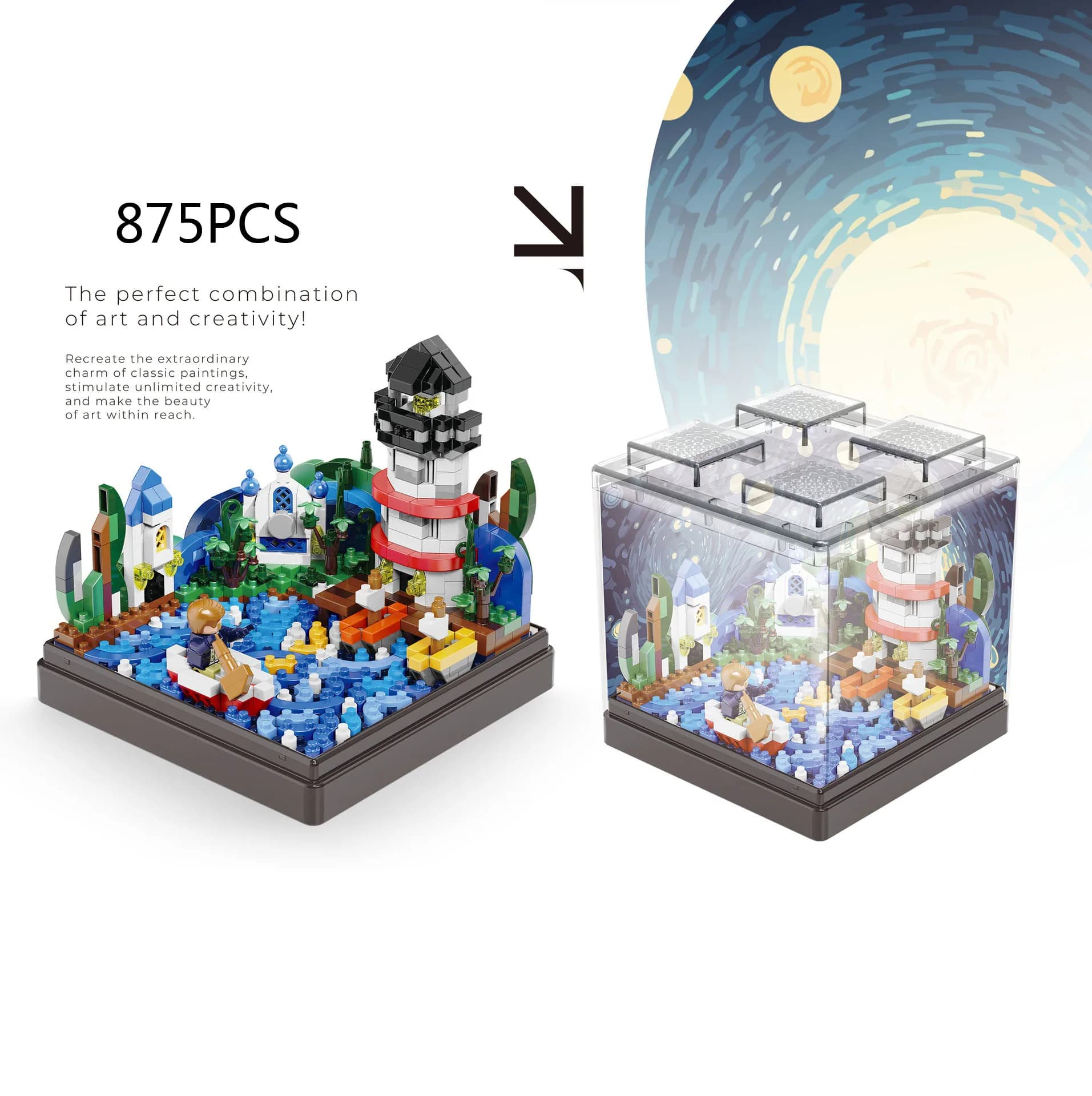 Boîte de construction de paysage urbain Idea Street View, micro-blocs de diamant, peinture artistiqu