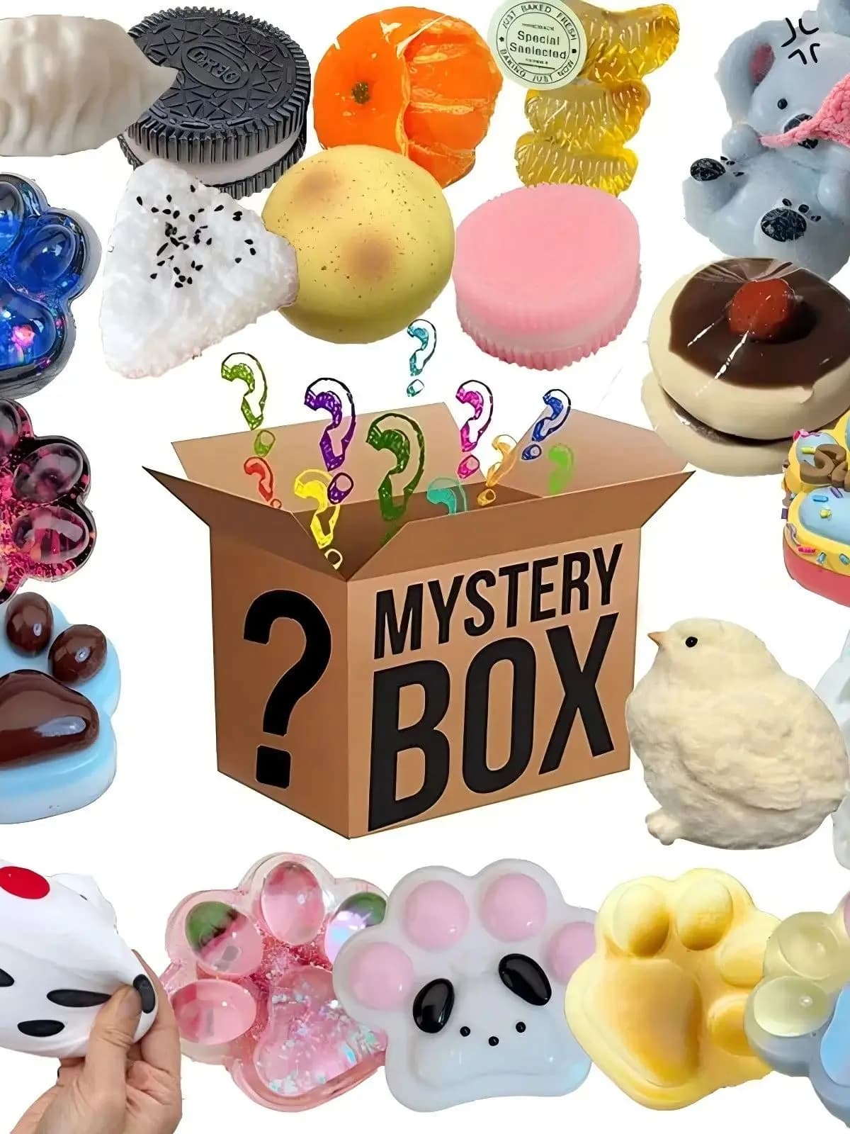 Boîte mystère de jouets anti-stress, Aliments simulés, Jouet anti-stress à presser pour les pieds, J