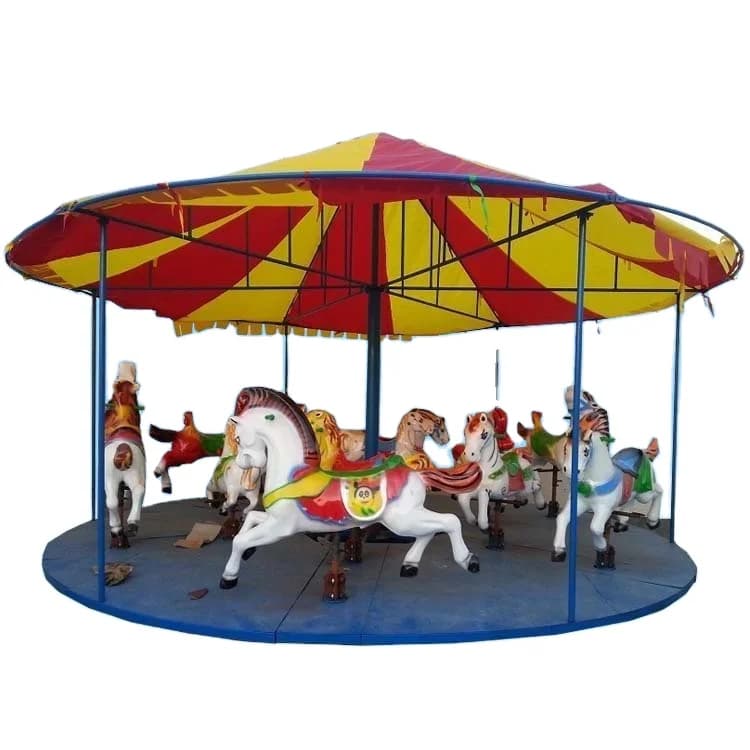 Fantastique carrousel complet de 16 places joyeux pour parcs d'attractions carrousel personnalisable