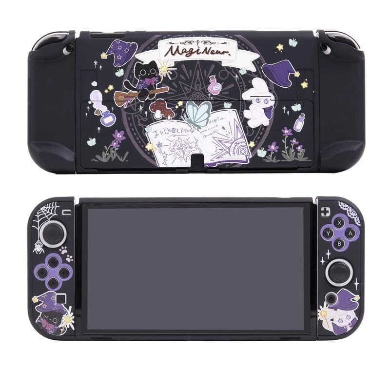 Coque de protection originale Switch 2, motif de jeu de chat magique de dessin animé, coque fendue N