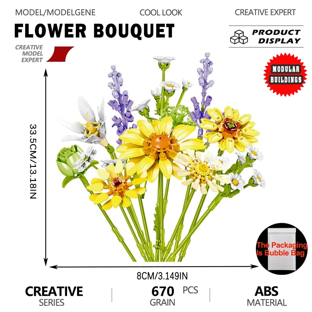 Bouquet de fleurs éternelles, modèle de jouet, cadeau, blocs de construction floraux, ensemble de br
