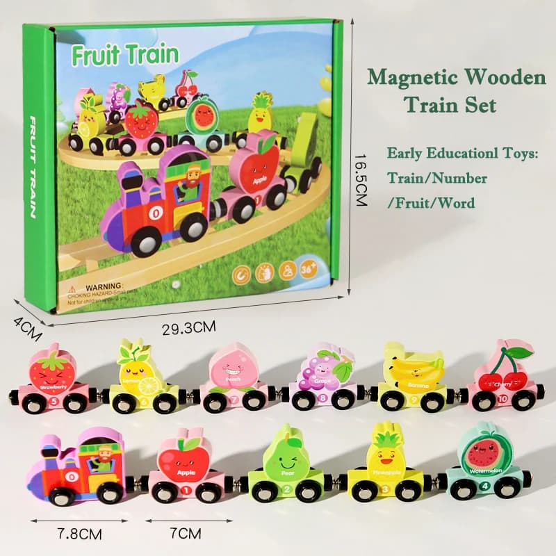 Train magnétique en bois Montessori, jouets éducatifs précoces, Cognition couleur, voitures d'appren