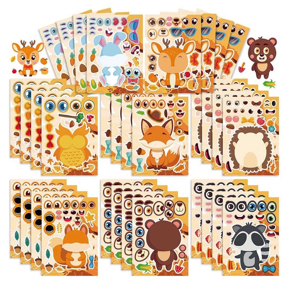 8/16 feuilles automne animaux faire un visage Puzzle autocollants enfants créer votre propre écureui