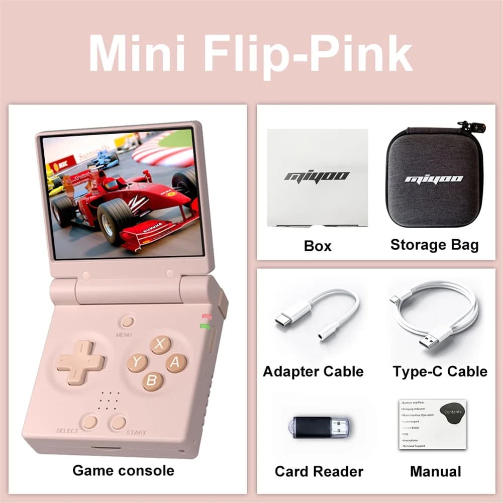 Console de jeu portable rétro MIYOO Mini Flip - Écran IPS de 2,8 pouces, émulateur de jeu rétro port